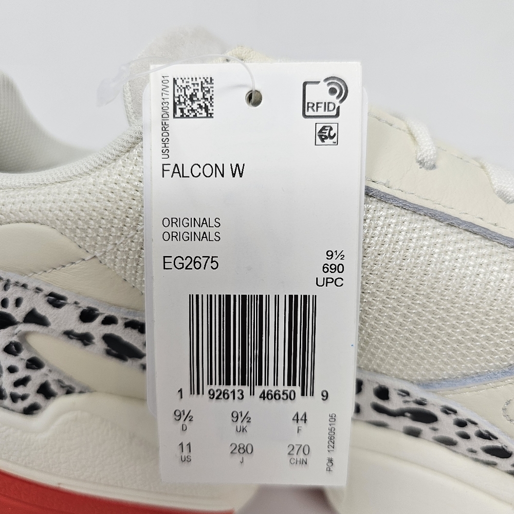 adidas Falcon Sneakers Off White Leopard Print Orange Womens Size 11 NEW - Picture 3 of 14